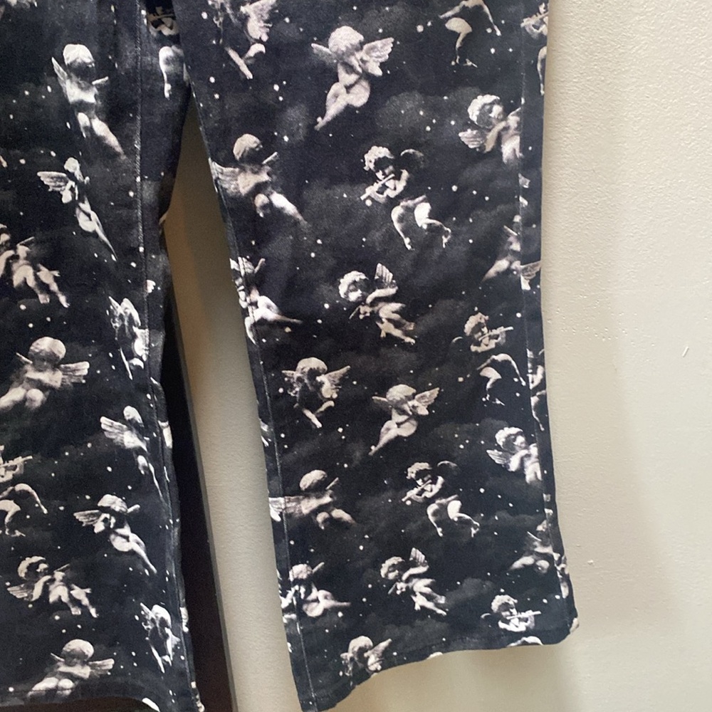 Delia's By Dollskill Unholy Spirit Printed Twill Flare Cropped Jeans - Picture 3 of 7